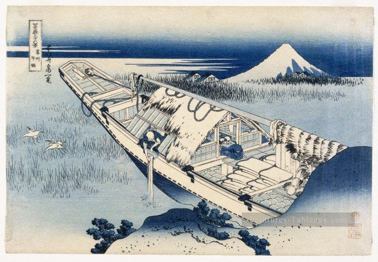 vue de Fuji d’un bateau à ushibori 1837 Katsushika Hokusai ukiyoe Peintures à l'huile